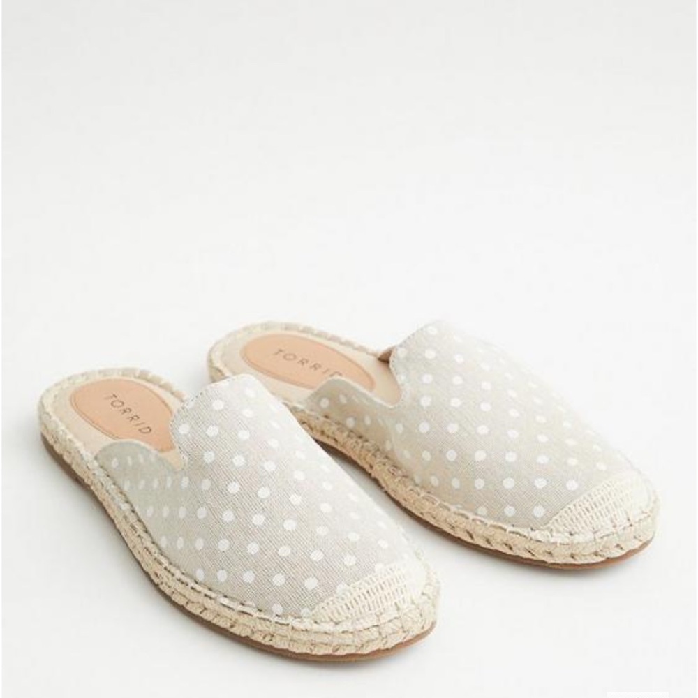 Torrid Natural Polka Dot Canvas Espadrille Mule